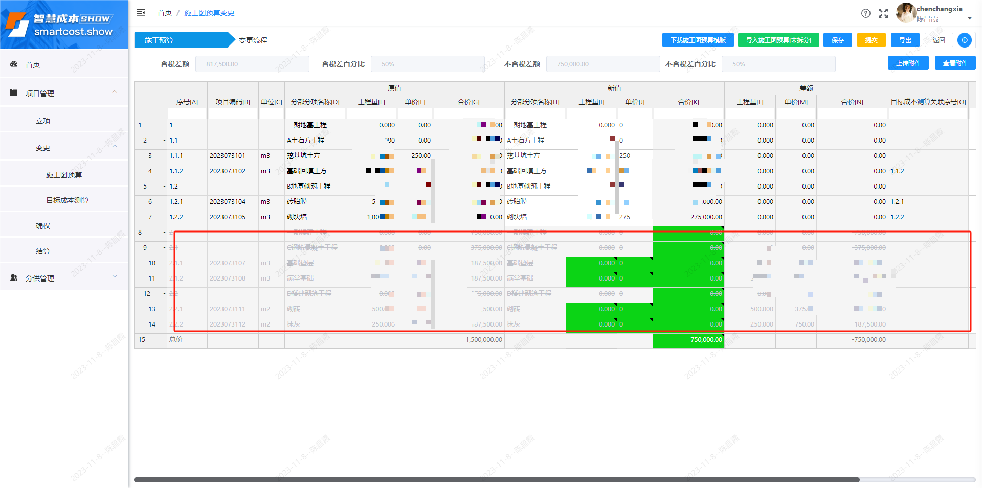 施工预算变更-废弃